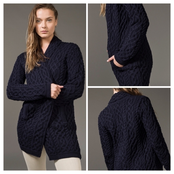 Aran Crafts 100% Merino Wool Open Front Cardigan Sweater Sz XXL Made In Ireland - Picture 1 of 17